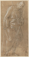 A+ 079
<br/>
Staande jongeman in mantel en hoed, staf in de hand
<br/>
<em>Raffaellino del Garbo (ca. 1466/70-na 1527)</em>